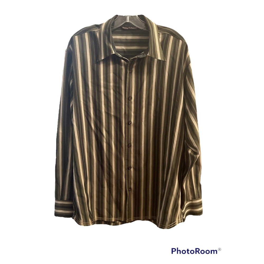 Tommy Bahama Mens Size Large Long Sleeve Button Down Shirt Cotton Silk